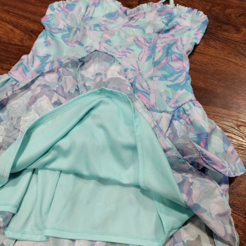 Wild Fable GothFairy Grunge Whimsy 80s Empire Waist Y2K Floral Mini Dress Blue S - Picture 4 of 11